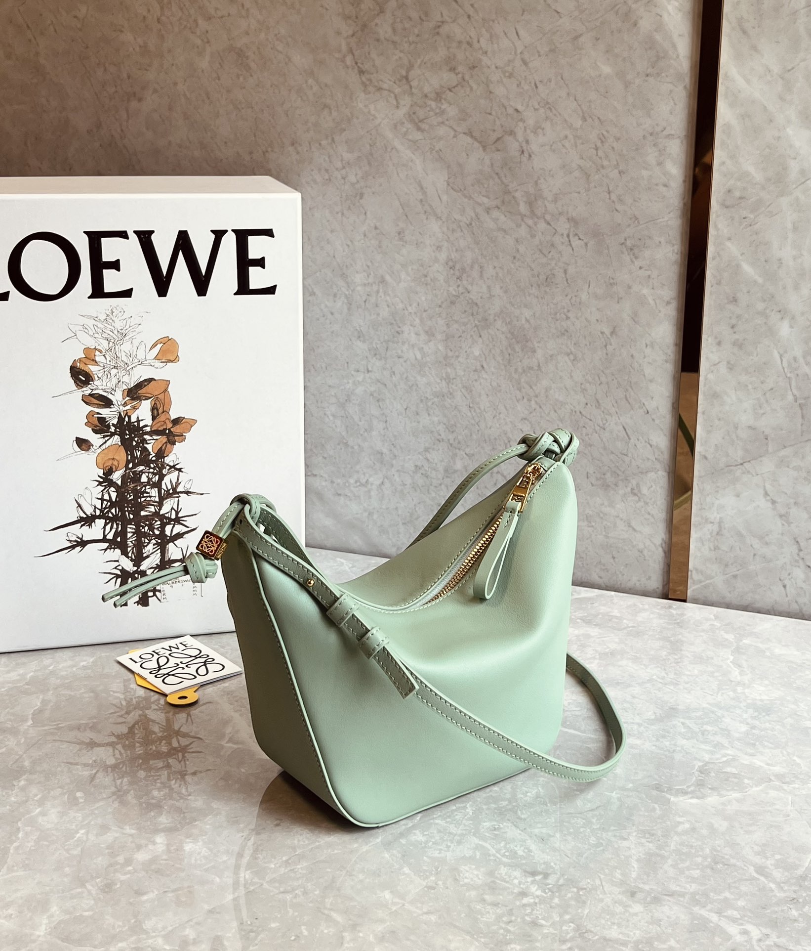 Loewe Mini Hammock Hobo Bag in Classic Calfskin Light Green